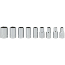 601102 9-PC. SAE SOCKET SET, 1/4" DR. 6 PT.