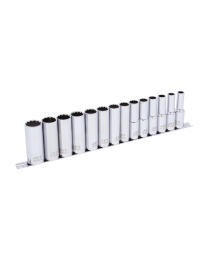 JET 1/2" DR SOCKET SET,METRIC,DEEP,12PT,14 PC