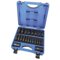 610339 22 PC 1/2" DR Deep Metric Impact Socket Set - 6 PT
