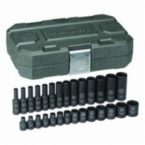 28-PC 1/4" DRIVE 6 POINT STANDARD & DEEP METRIC IMPACT SOCKE