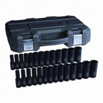 GEARWRENCH 27 PCE IMPACT SOCKET SET,1/2"DR,SAE/METRIC,6PT