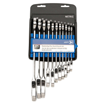 700381 11 PC Metric Flex Head Ratchet Combination Wrench Set