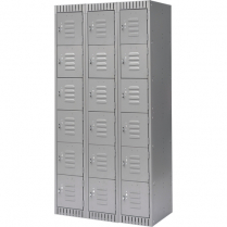 FL372 LOCKERS 6 TIER, BANK OF 3, 36" X 18" X 72", STEEL GREY