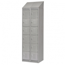 FL389 LOCKERS 6-TEIR BANK OF 2, 24" x 18" x 82" GREY
