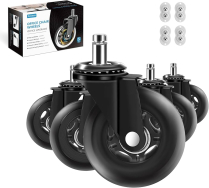 509-00001-5 SET OF (5) 3" RUBBER CASTERS (SLOW ROLLING)