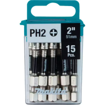 MAKITA IMPACTX #2PH X 2" DRIVER BIT (15 PER CARDED TIC-TAC)