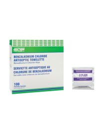 BENZALKONIUM CHLORIDE WIPES, TOWELETTE, ANTISEPTIC 100/BOX