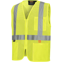 V2510960 LARGE FR HI-VIS POLY MESH SAFETY VEST 2" TAPE ZIP