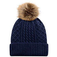 1E140L-NV/BG,  CUFF TOQUE, POM POM