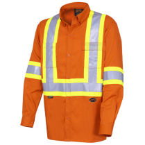 4441 PIONEER HI VIS LONG SLEEVE SAFETY SHIRT ORANGE MED