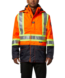 71274 POTSDAM 3-IN-1 JACKET WITH STRIPING,FL.ORANGE/NAVY,MED
