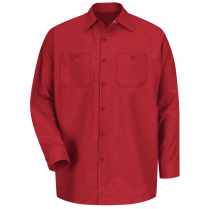 SP14RD, MNS POPLIN WORKSHIRT, RED, XL, LONG, EMB