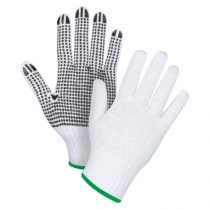 SAN490 SCN WHITE POLY/COTTON DOTTED GLOVES MEDIUM