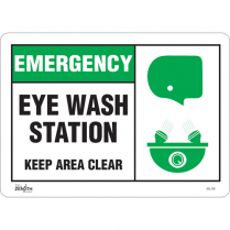 SGL728, "Eye wash Station Keep Area Clear" Sign, 10" x 14",