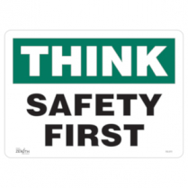 SGL970, "Safety First" Sign, 10" x 14", Vinyl, English