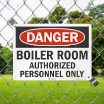 SJ480, "Boiler Room" Sign, 7" x 10", Aluminum, English