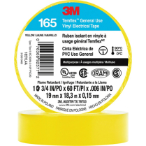 3M 165YL4A TEMFLEX VINYL ELECTRICAL TAPE  3/4" X 60' YELLOW