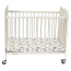 Conor White Compact Metal Folding Crib w-Grey Slipcover