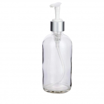 Bottle Boston Round Clear 8 Oz With Silver Pump
