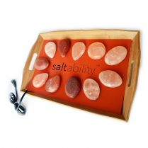 Saltability Bamboo Warming Tray W/ 20 Massage Stones