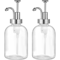 Bottle Glass Clear Boston Round 17 Oz W/Dispenser 2 Pack