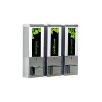 Dispenser Amenities Iqon Three Chamber Satin Silver Transluc
