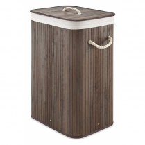 Whitmore Bamboo Hamper With Rope Handles Dark