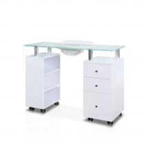 J&A Manicure Nail Table W/ Draft Fan, White