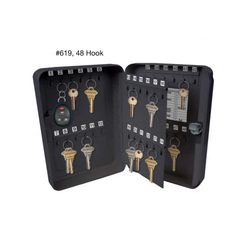 Lucky Line 61900 Metal Key Cabinet 48 Hook with Rings Labels