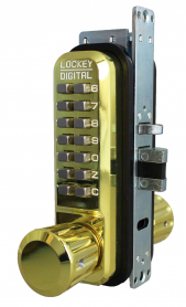 LockeyUSA 2930BB Keyless Narrow Stile Knob Lock Passage Bright Brass