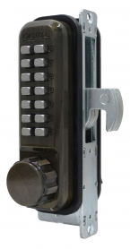 LockeyUSA 2950ABDC Keyless Narrow Stile Hook Bolt Lock Antique Brass