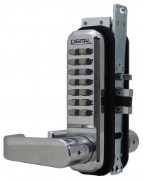 LockeyUSA 2985BCDC Keyless Narrow Stile Lever Lock Passage Bright Chrome