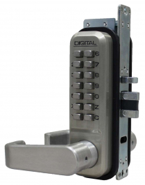 LockeyUSA 2985SNDC Keyless Narrow Stile Lever Lock Passage Satin Nickel