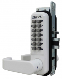 LockeyUSA 2985WH Keyless Narrow Stile Lever Lock Passage White