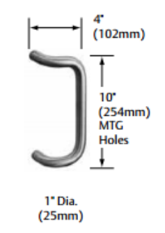 Sargent 862-32D Offest Door Pull, 1" Dia. X 10" CTC