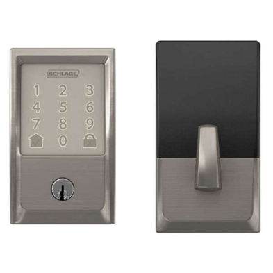 Schlage BE489WB-CEN Satin Nickel Encode Century Touchscreen Deadbolt