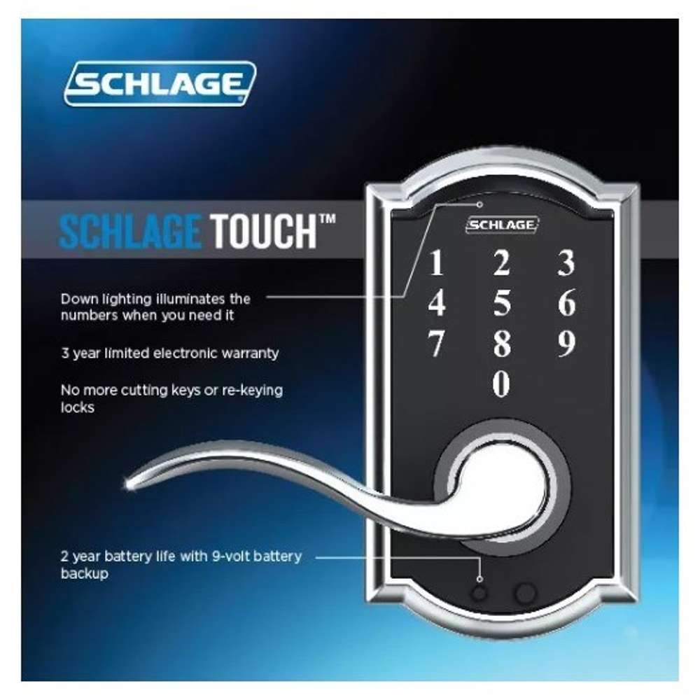 Schlage BE469ZP-CEN-622 Connect Camelot Touchscreen Deadbolt with