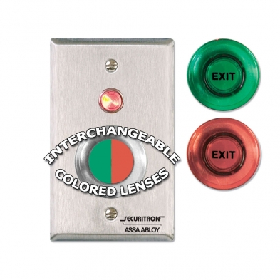 Securitron PB 1-1/2" Round Illuminated "Exit" Pushbutton