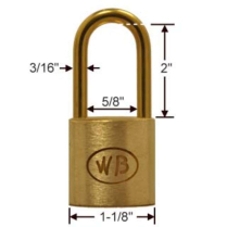 Wilson Bohannan 061 GP10090 KA 1-1/8 Brass Padlock 2 Shackle