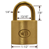 Wilson Bohannan 111 GP11120 KA 1-1/2 Brass Padlock 7/8 Shckl