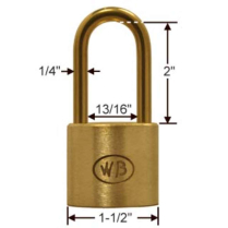 Wilson Bohannan 161 GP11190 KA 1-1/2 Brass Padlock 2 Shackle