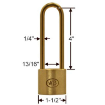 Wilson Bohannan 181 GP111D0 KA 1-1/2 Brass Padlock 4 Shackle