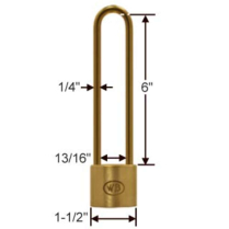 Wilson Bohannan 1A1 GP111F0 KA 1-1/2 Brass Padlock 6 Shackle