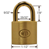 Wilson Bohannan 511 GP11220 KA 1-1/2 Brass Padlock 7/8 Shkle