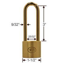 Wilson Bohannan 571 GP112B0 KA 1-1/2 Brass Padlock 3 Shackle
