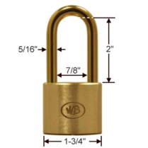 Wilson Bohannan 661 GP12390 KA 1-3/4 Brass Padlock 2 Shackle