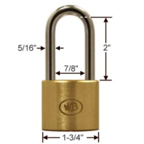 Wilson Bohannan 663 GP12393 KA 1-3/4 Brass Padlock Stl 2 Shk
