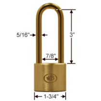 Wilson Bohannan 671 GP123B0 KA 1-3/4 Brass Padlock 3 Shackle