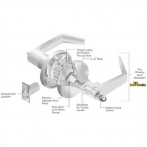 Accentra Privacy Lever Lock, 2-3/4" Backset