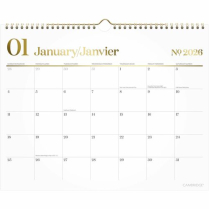 Cambridge&reg; WorkStyle&trade; Wall Calendar 15"x12" Bilingual White/Gold